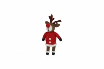 Mollie and Fred Gifts Gisela Graham : Christmas Decoration : Reindeer in a Santa Coat