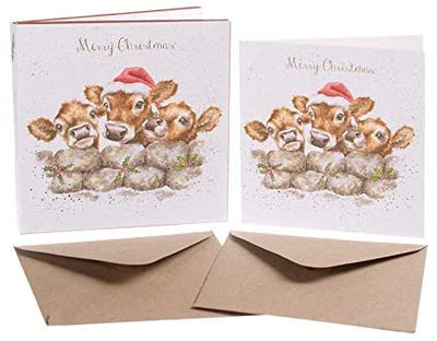 Mollie and Fred Gifts Christmas Calves Set of 8 Luxury Foiled Christmas Cards