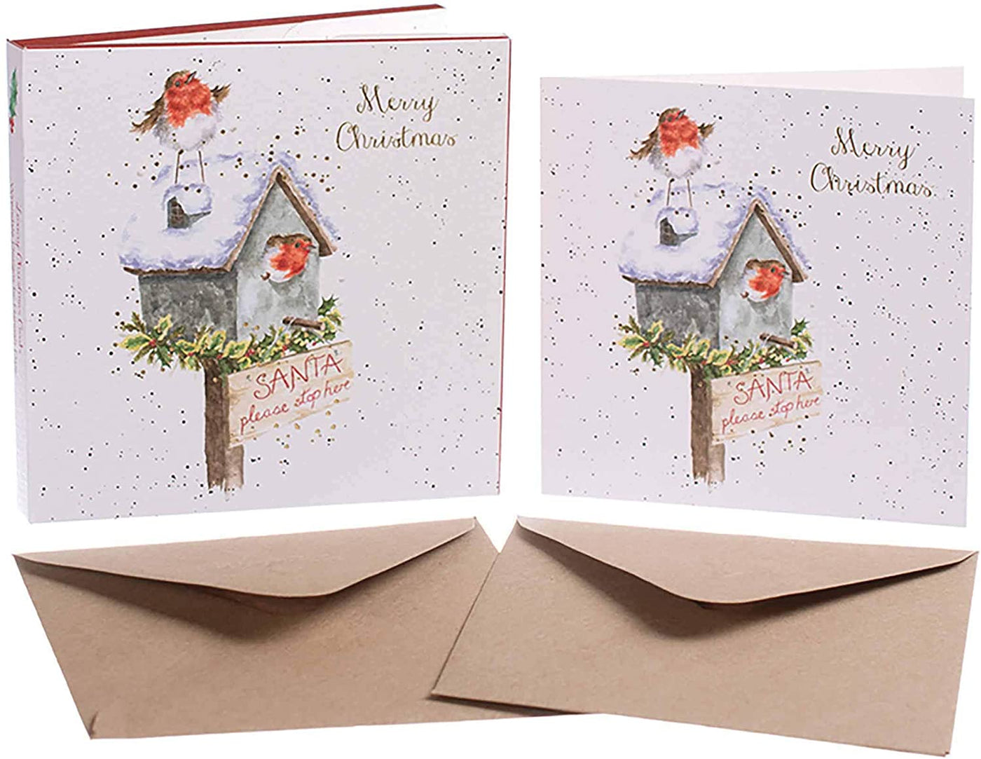 Mollie and Fred Gifts Please Stop Here Set of 8 Luxury Foiled Christmas Cards