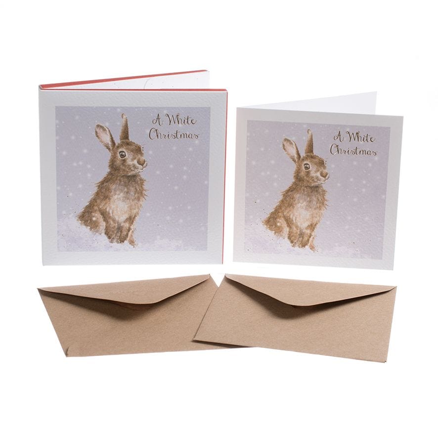 Mollie and Fred Gifts White Christmas Rabbit Set of 8 Luxury Foiled Christmas Cards