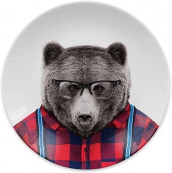 Mustard Dining Table Accessories Novelty Dinner Plate with Decorative Bear Illustration