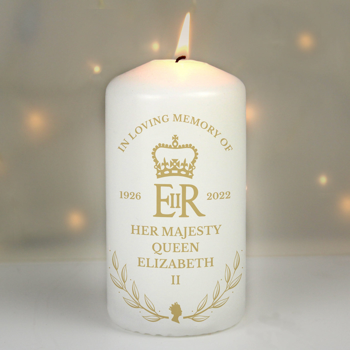 Personalised Memento Company Candles Queen Elizabeth II In Loving Memory Pillar Candle