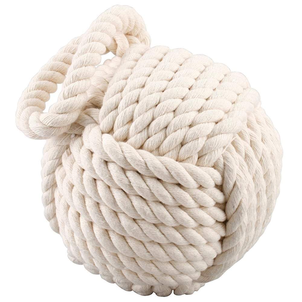 Quay Traders Doorstops Rope Ball Weighted Door Stopper in Cream