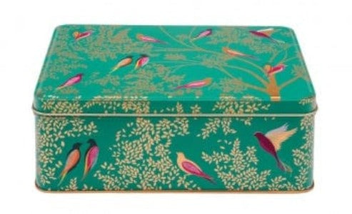 Sara Miller Storage Tins Floral Storage Tin With Vibrant Birds