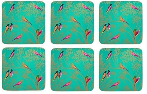 Sara Miller Coasters & Placemats Set of 6 Green Chelsea Bird Coasters