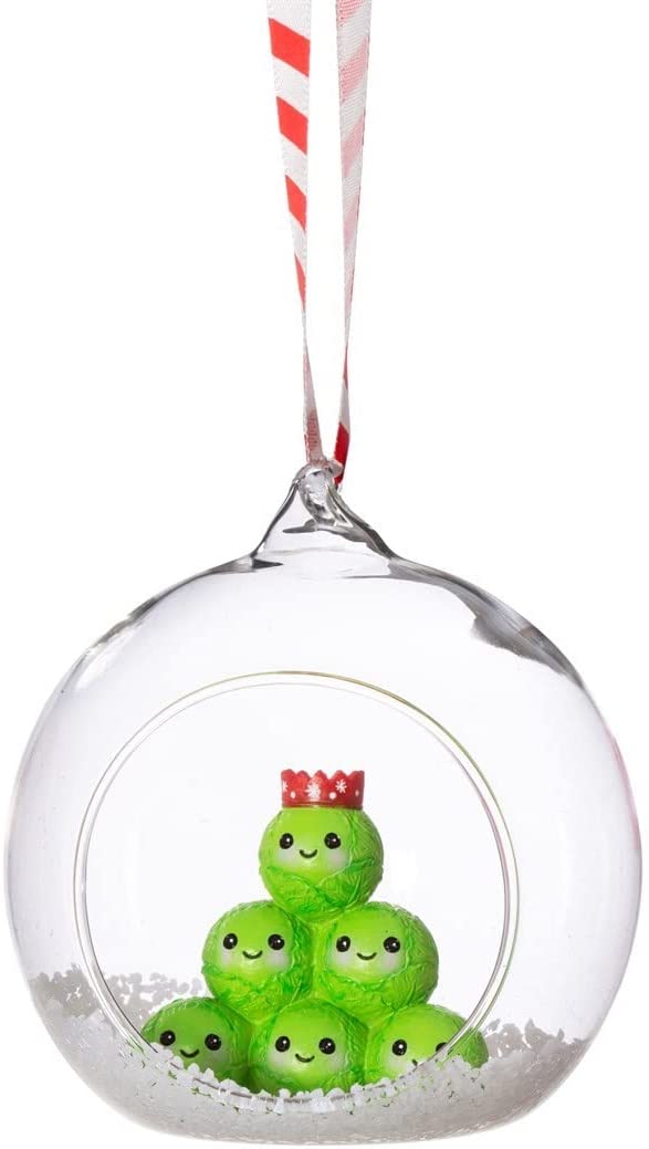 Sass & Belle Christmas Christmas Decorations Brussel Sprout Glass Bauble Christmas Tree Decoration