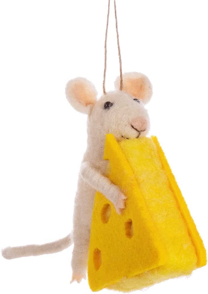 Sass & Belle Christmas Christmas Decorations Felt Mouse with Cheese Christmas Tree Decoration