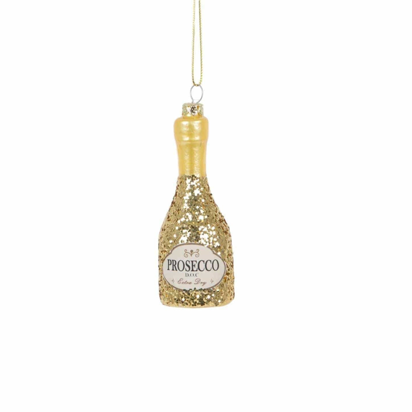Sass & Belle Christmas Christmas Decorations Novelty Gold Prosecco Bottle Christmas Bauble
