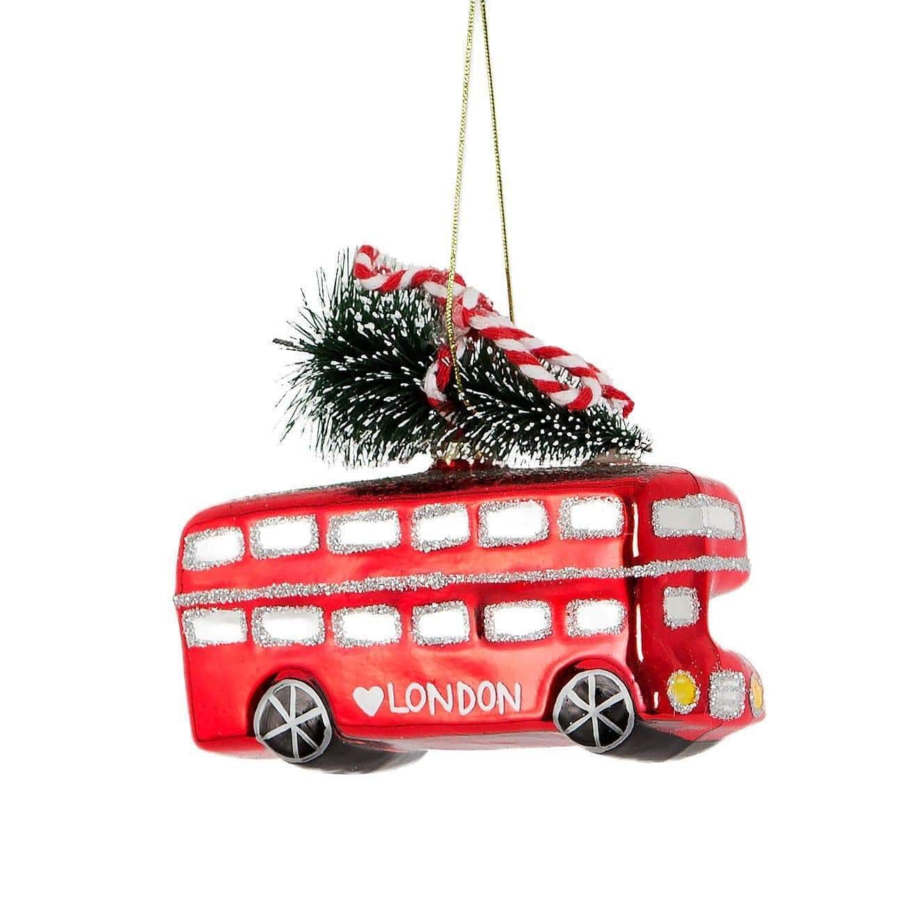 Sass & Belle Christmas Christmas Decorations Retro London Bus Hanging Christmas Tree Decoration