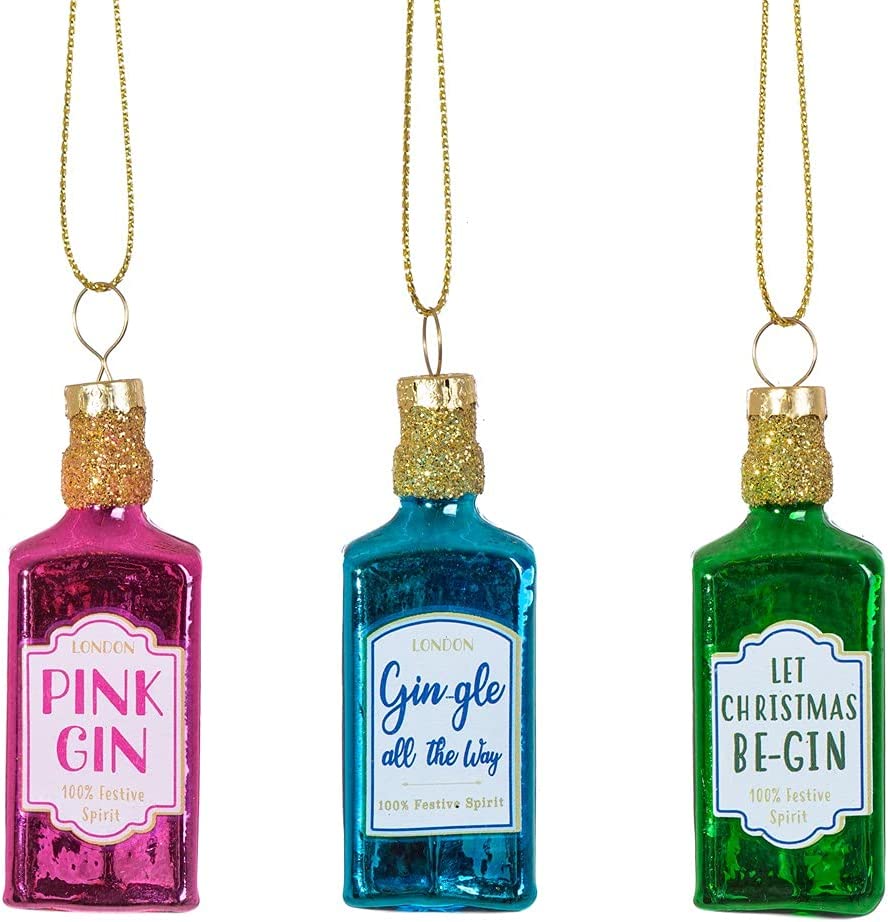 Sass & Belle Christmas Christmas Decorations Set of Three Gin Christmas Tree Decorations