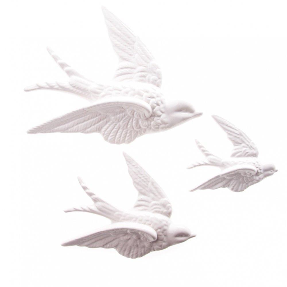 Sass & Belle Wall Signs & Plaques Set of 3 Flying Swallow Ceramic Wall Decorations