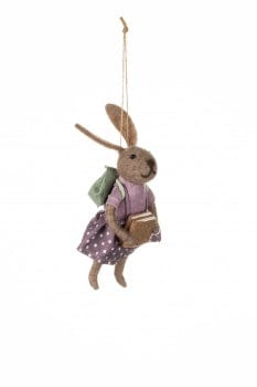 Shoeless Joe Easter Decorations Felt Bunny Rabbit with Book and Backpack