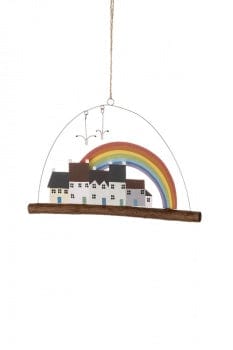 Shoeless Joe Wall Signs & Plaques Seaside Town with Rainbow Design Driftwood Hanging Decoration