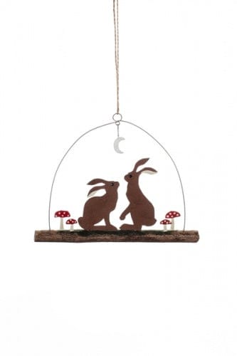 Shoeless Joe Christmas Decorations Two Hares in the moonlight