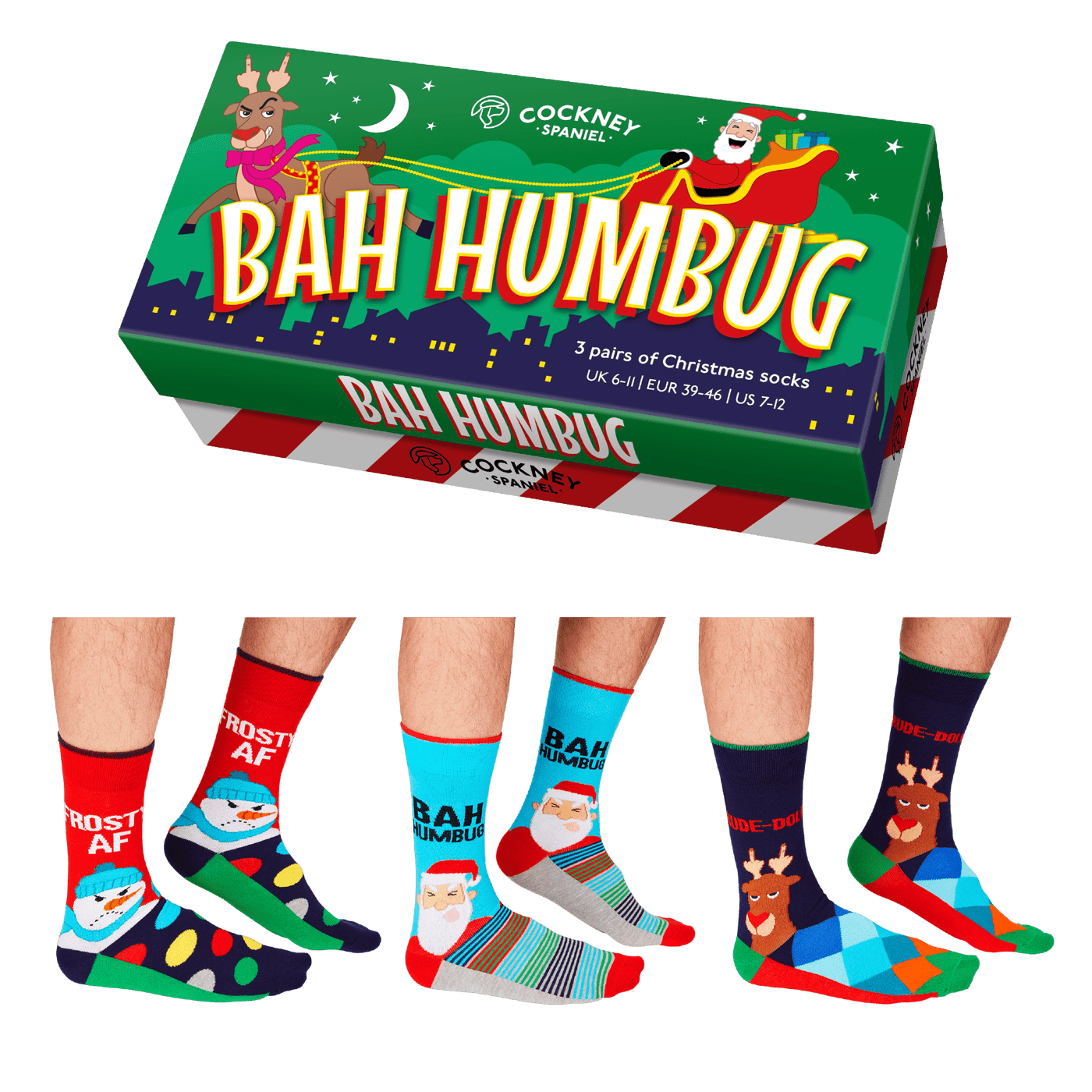 United Odd Socks Socks Bah Humbug 3 Pairs of Christmas Socks