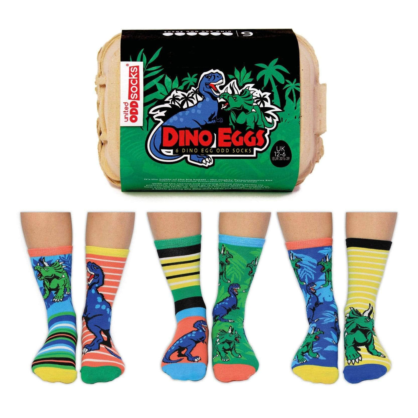 United Odd Socks Socks Boys Dino Eggs Novelty Socks - Size 12-6