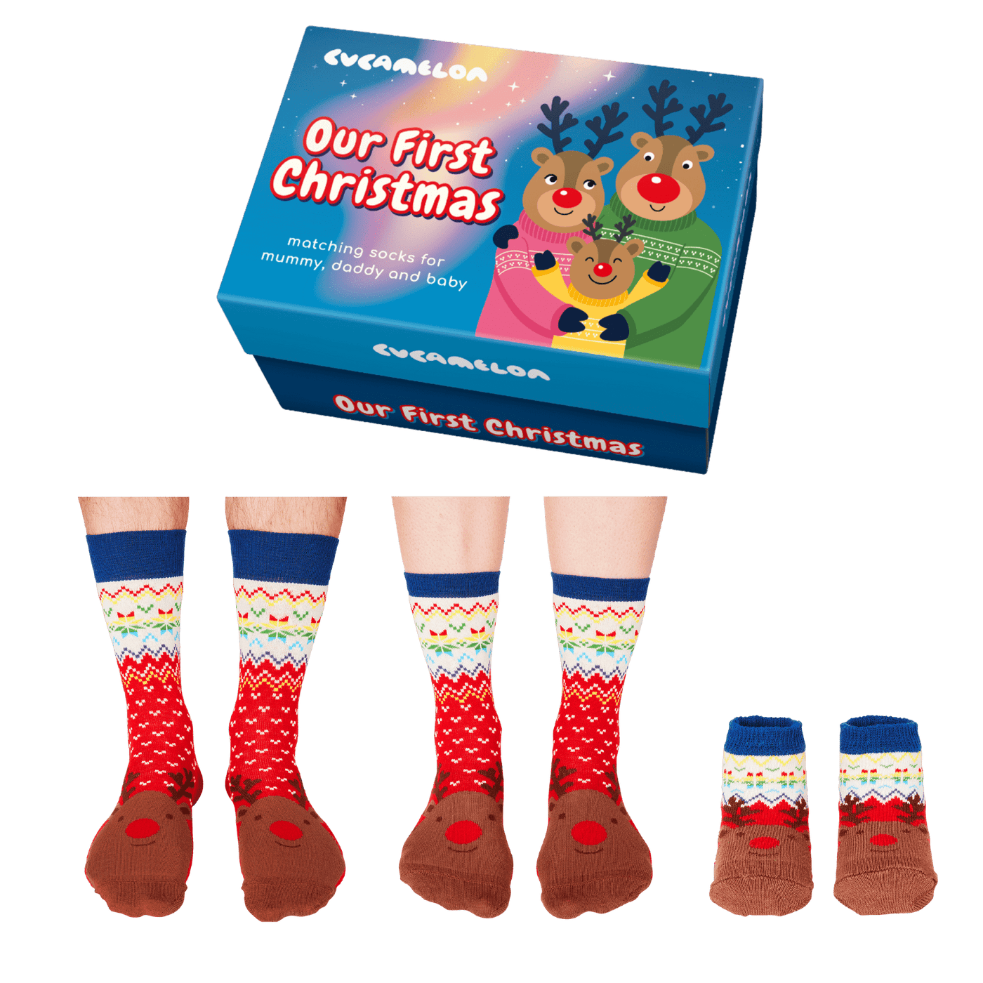United Odd Socks Socks Cucamelon Our First Christmas - Mummy, Daddy & Baby