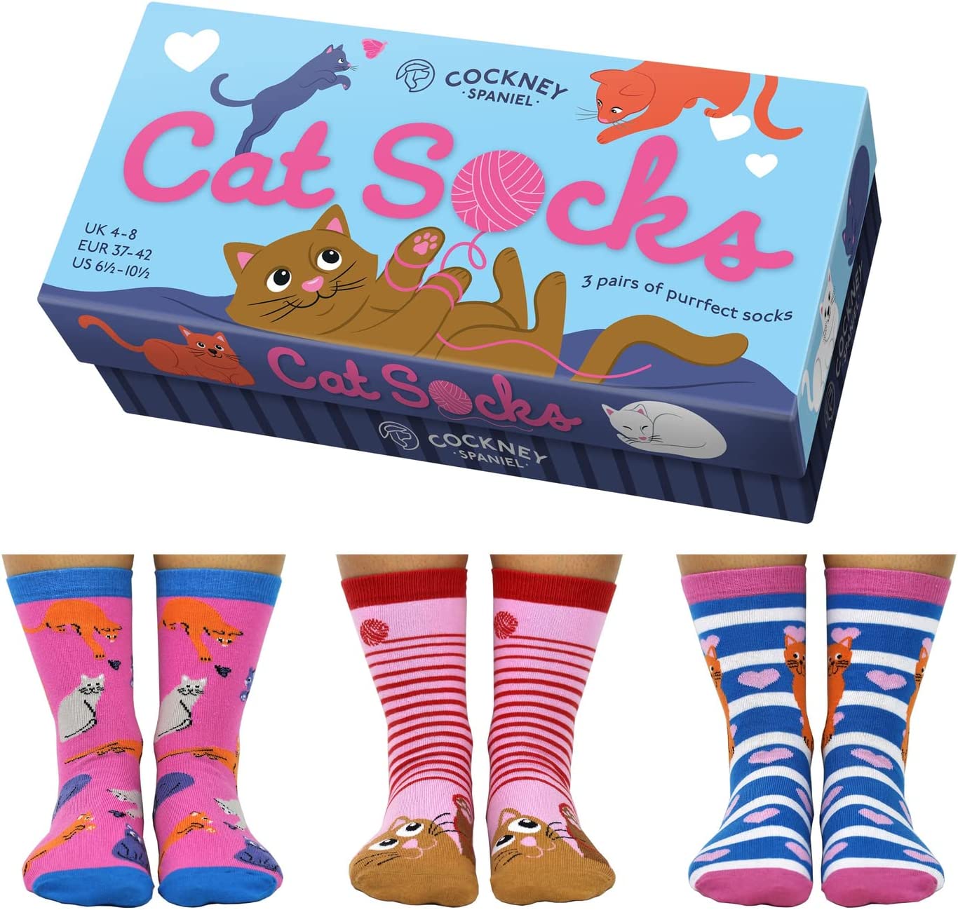 United Odd Socks Socks Gift Boxed Set of Women's Cat Socks