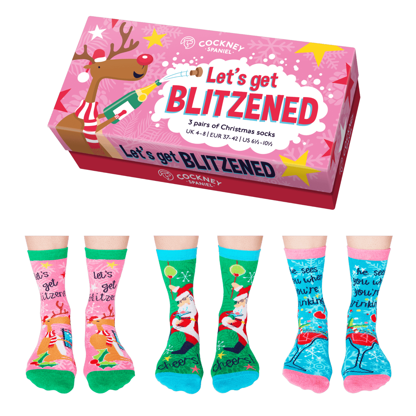 United Odd Socks Socks Let's Get Blitzened 3 Pairs of Christmas Socks