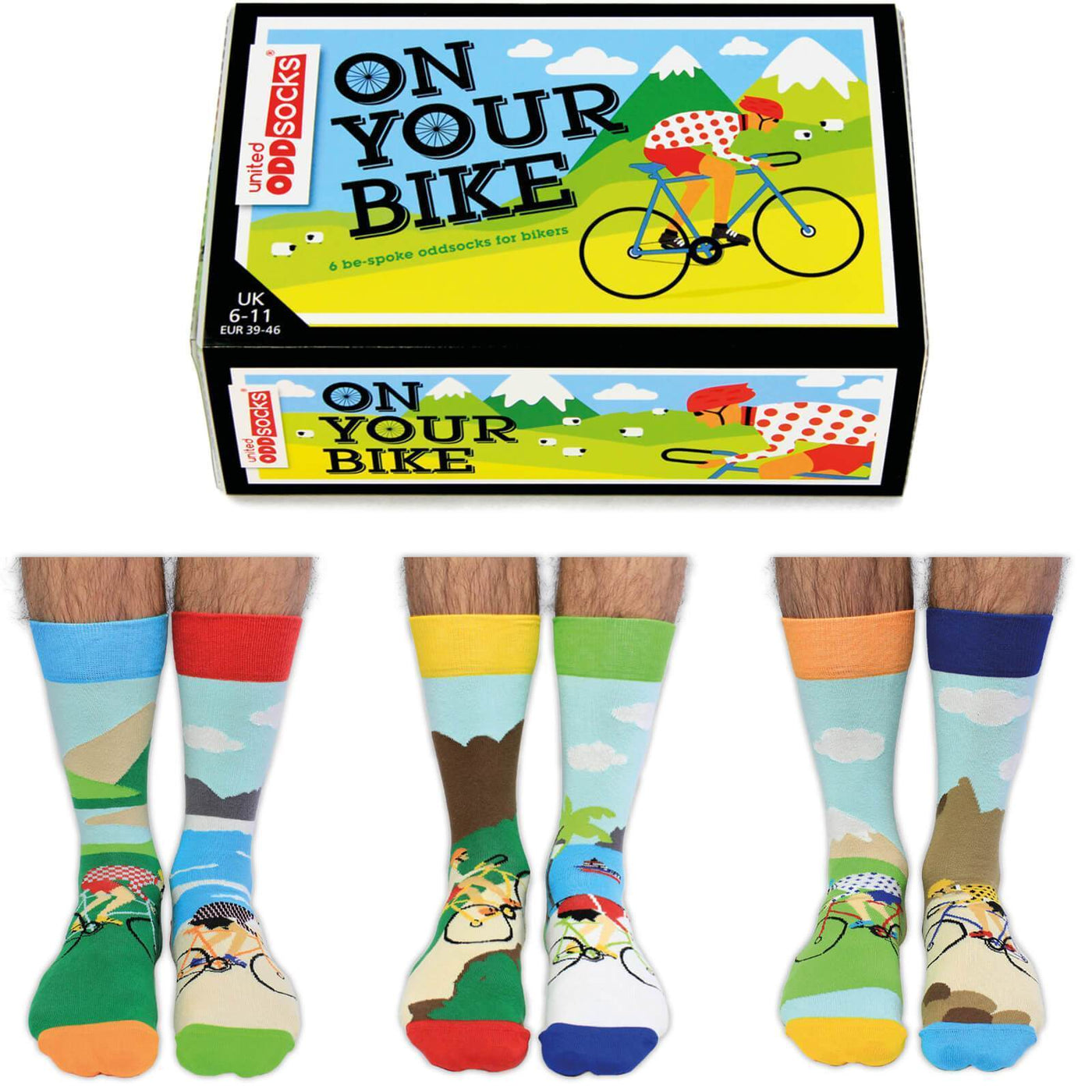 United Odd Socks Socks Novelty Mens Bike Socks Presented In Gift Box