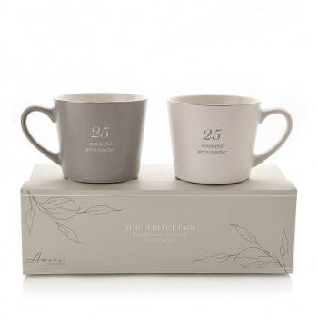 Widdop Gifts Mugs & Drinkware 25th Wedding Anniversary Set of 2 Gift Boxed Mugs