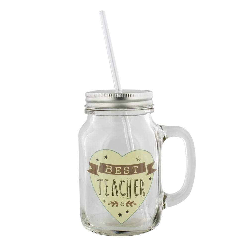 Widdop Gifts Mugs & Drinkware Best Teacher Mason Jar with Straw