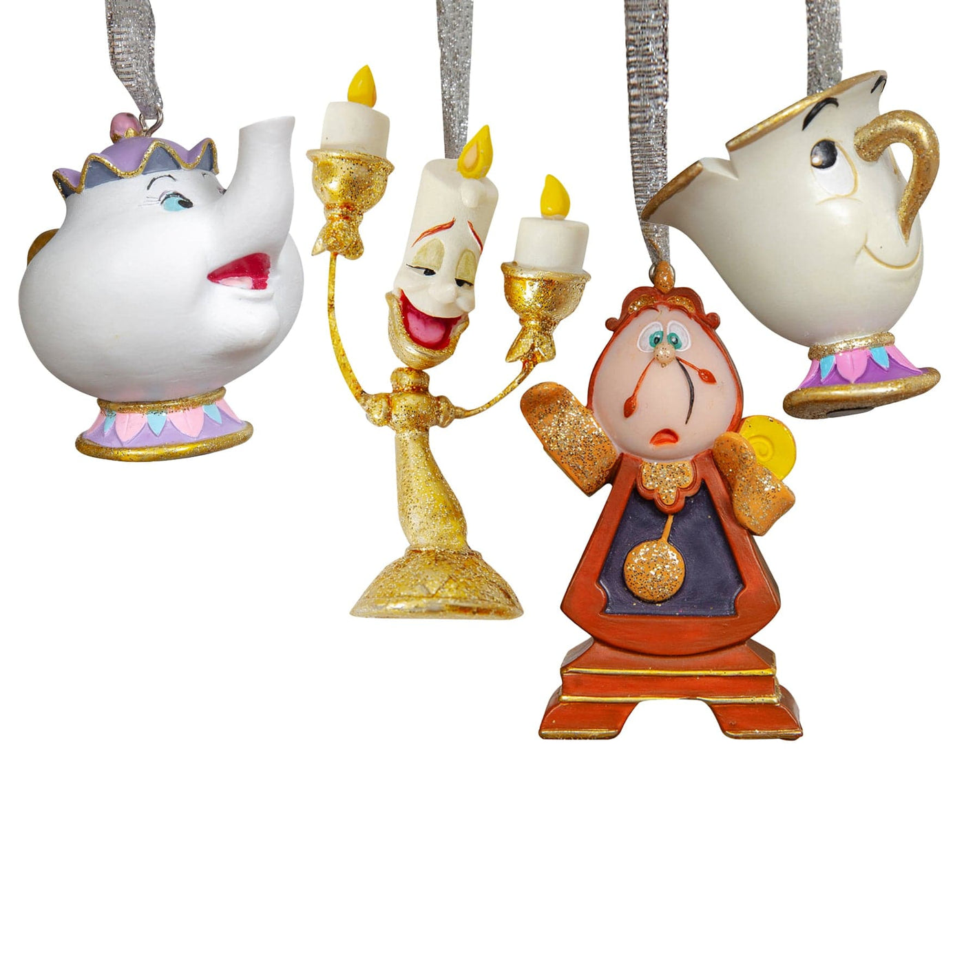 Widdop Gifts Christmas Decorations Disney Set of 4 Beauty and The Beast Christmas Tree Decorations