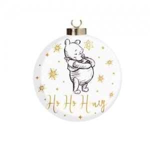 Widdop Gifts Christmas Decorations Festive Winnie The Pooh on White Ceramic Bauble