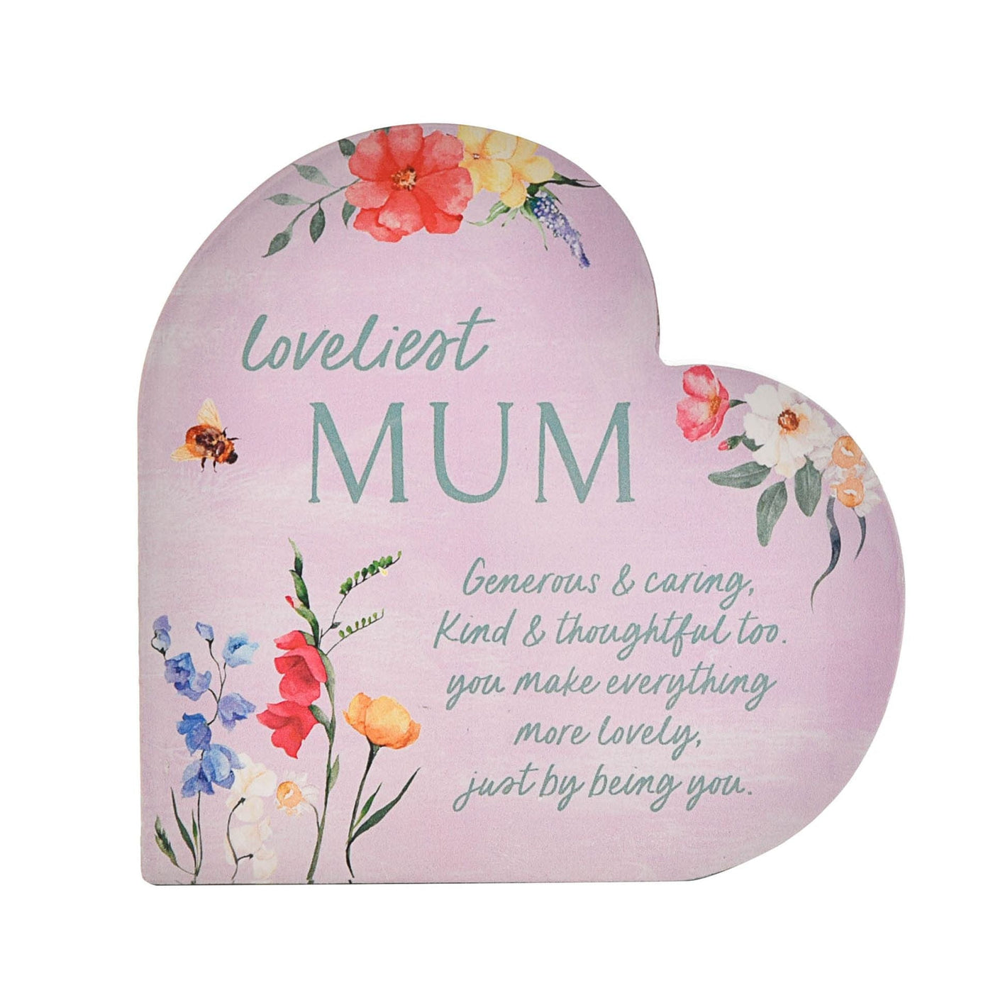 Widdop Gifts Wall Signs & Plaques Loveliest Mum 3D Floral Wooden Heart