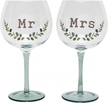 Widdop Gifts Mr and Mrs Gin Glass Wedding Set