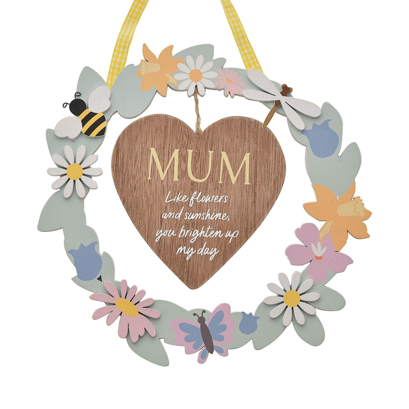 Widdop Gifts Wall Signs & Plaques Mum Wreath Floral Wooden Decoration