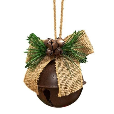 Widdop Gifts Christmas Decorations Rustic Jingle Bell with Hessian Detail Christmas Tree Decoration