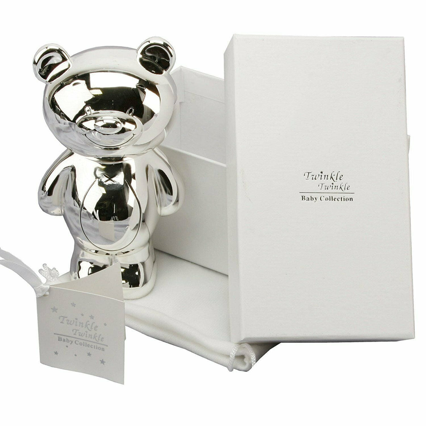 Widdop Gifts Money Boxes Silver Plated Teddy Money Box