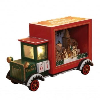 Widdop Gifts Christmas Decorations Wooden Led Christmas Countdown Truck