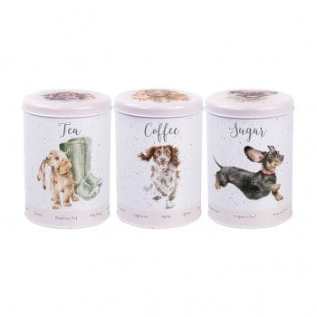 Wrendale Designs Storage Tins 'A Dog's Life' Set of Tea, Coffee Sugar Storage Caddies