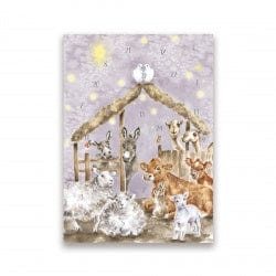 Wrendale Designs Advent card Away In A Manger Advent Christmas Card