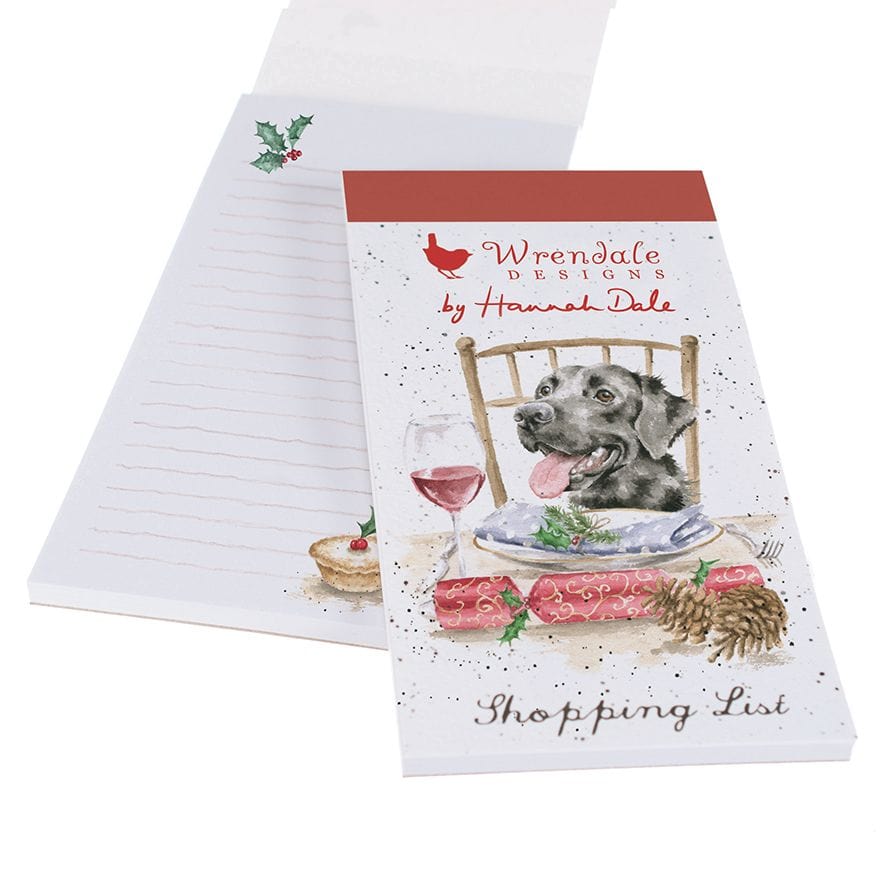 Wrendale Designs Magnetic Notepads Christmas Labrador Illustrated Shopping List Pad