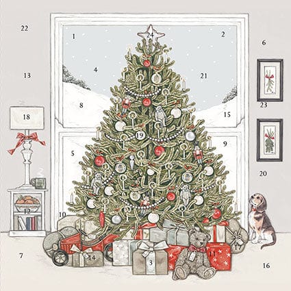Wrendale Designs Advent Calendar Sally Swannell Under The Christmas Tree Large Advent Christmas Card