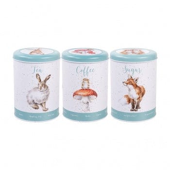 Wrendale Designs Storage Tins Tea Coffee Sugar Country Style Teal Storage Canisters