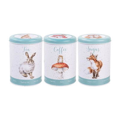 Wrendale Designs Storage Tins Tea Coffee Sugar Country Style Teal Storage Canisters
