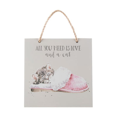 Wrendale Designs Wall Signs & Plaques Cat - All You Need Is Love And A Cat Wooden Plaques