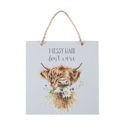 Wrendale Designs Wall Signs & Plaques Cow - Messy Hair Don't Care Wooden Plaques
