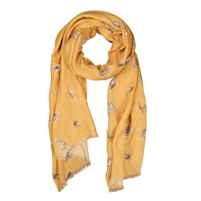 Wrendale Designs Scarves Woodlanders Mustard Scarf with Gift Box